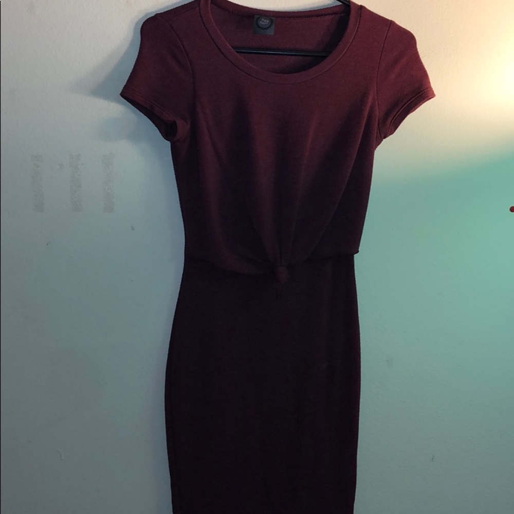 Burgundy tight T-shirt dress